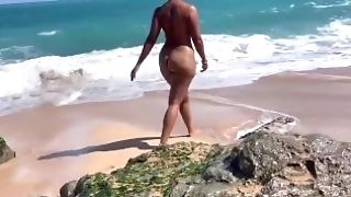 Big Booty Latina Cougar At A Nude Beach
